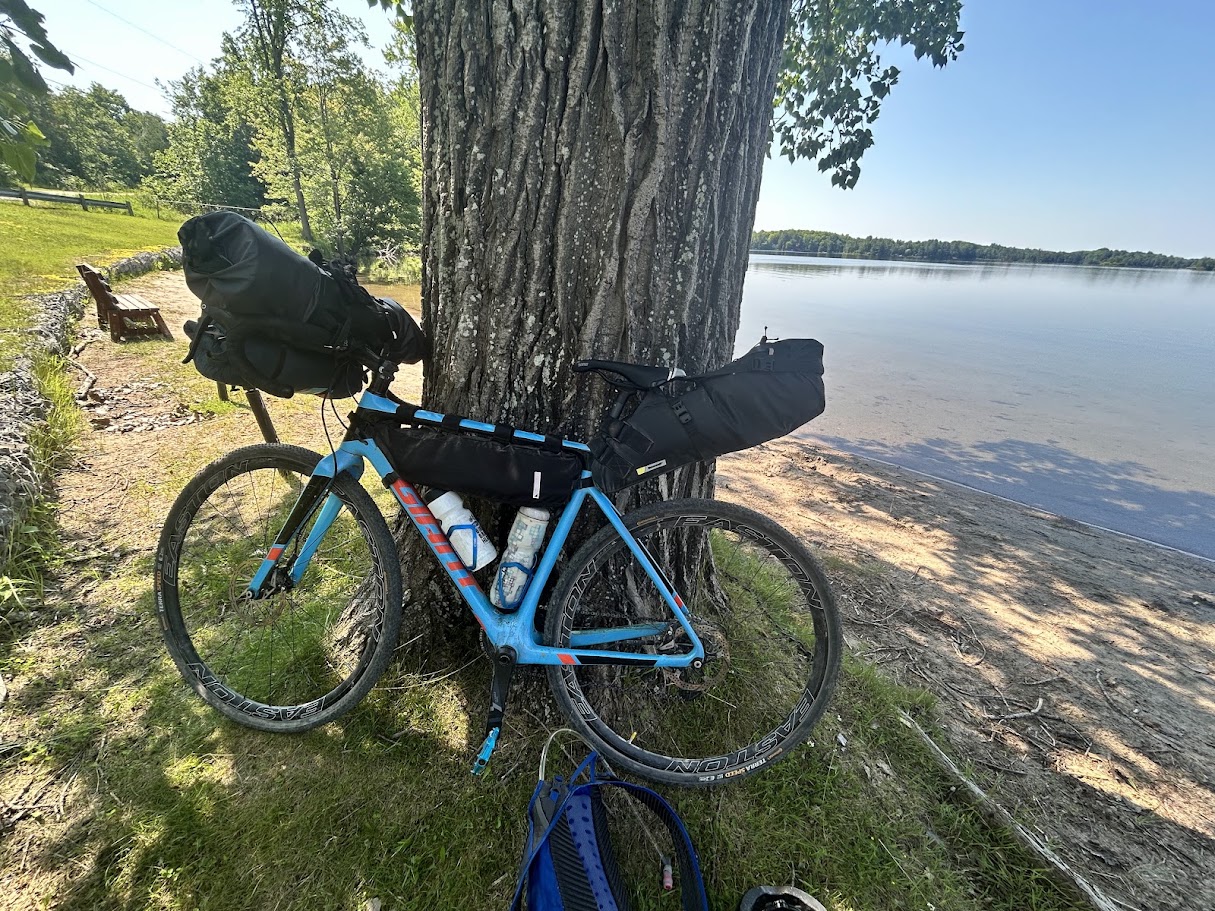 Lunch and a swim at the public beach on Long Lake